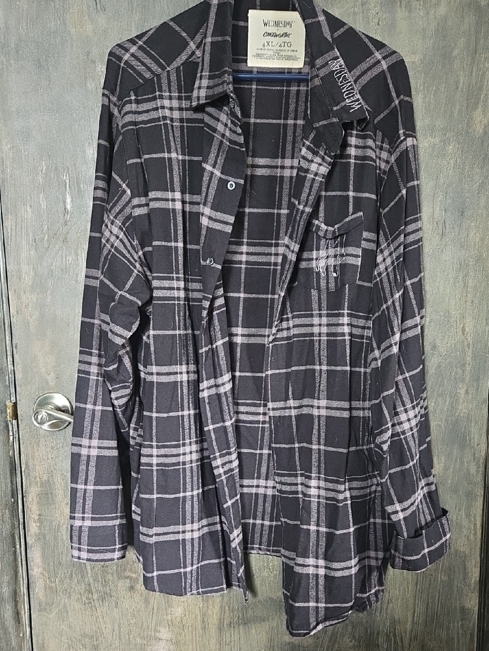 Cakeworthy Wednesday Customs Black & Gray Plaid Button-Up Shirt
